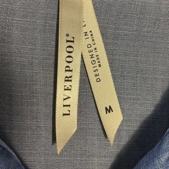 Liverpool Womens Button-Up Denim Shirt With Double Chest Pockets & Button Accent - Picture 3 of 7